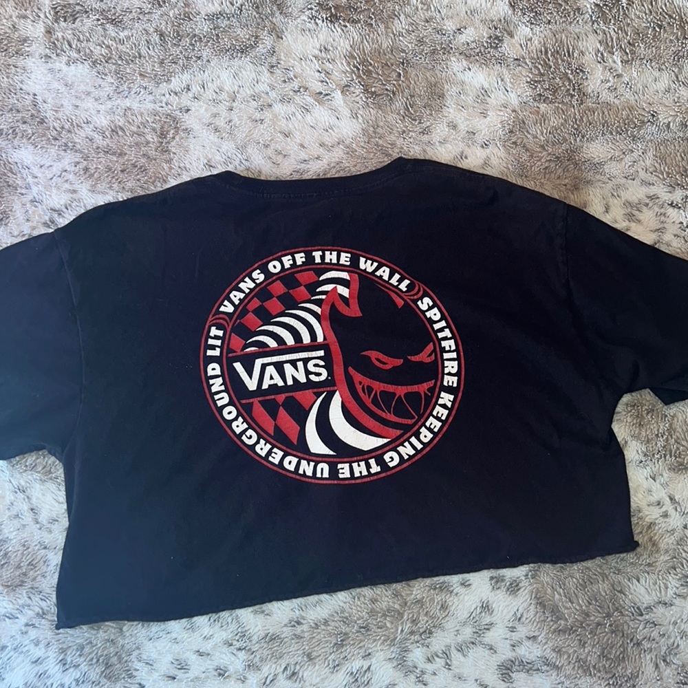 Vans Black Crop Top with Red and White Graphic